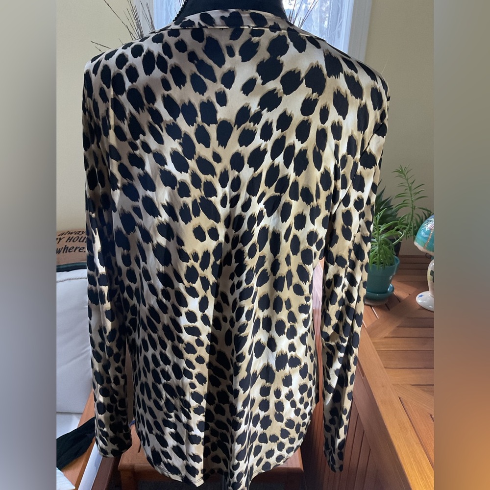 INC Split Neck Leopard Print Top - image 2